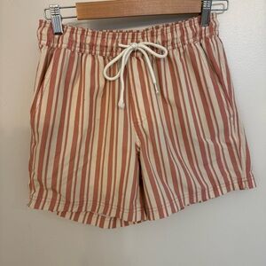 RSQ Striped Drawstring Casual Shorts - Cream & Rust